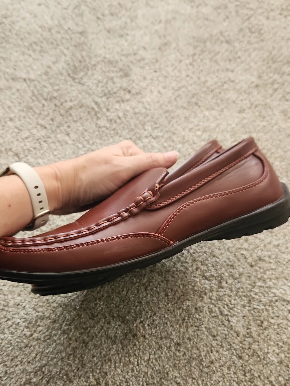 Deer Stags Boys Brown Slip-On Leather Loafers